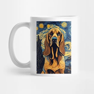 Bloodhound Dog Breed Painting in a Van Gogh Starry Night Art Style Mug